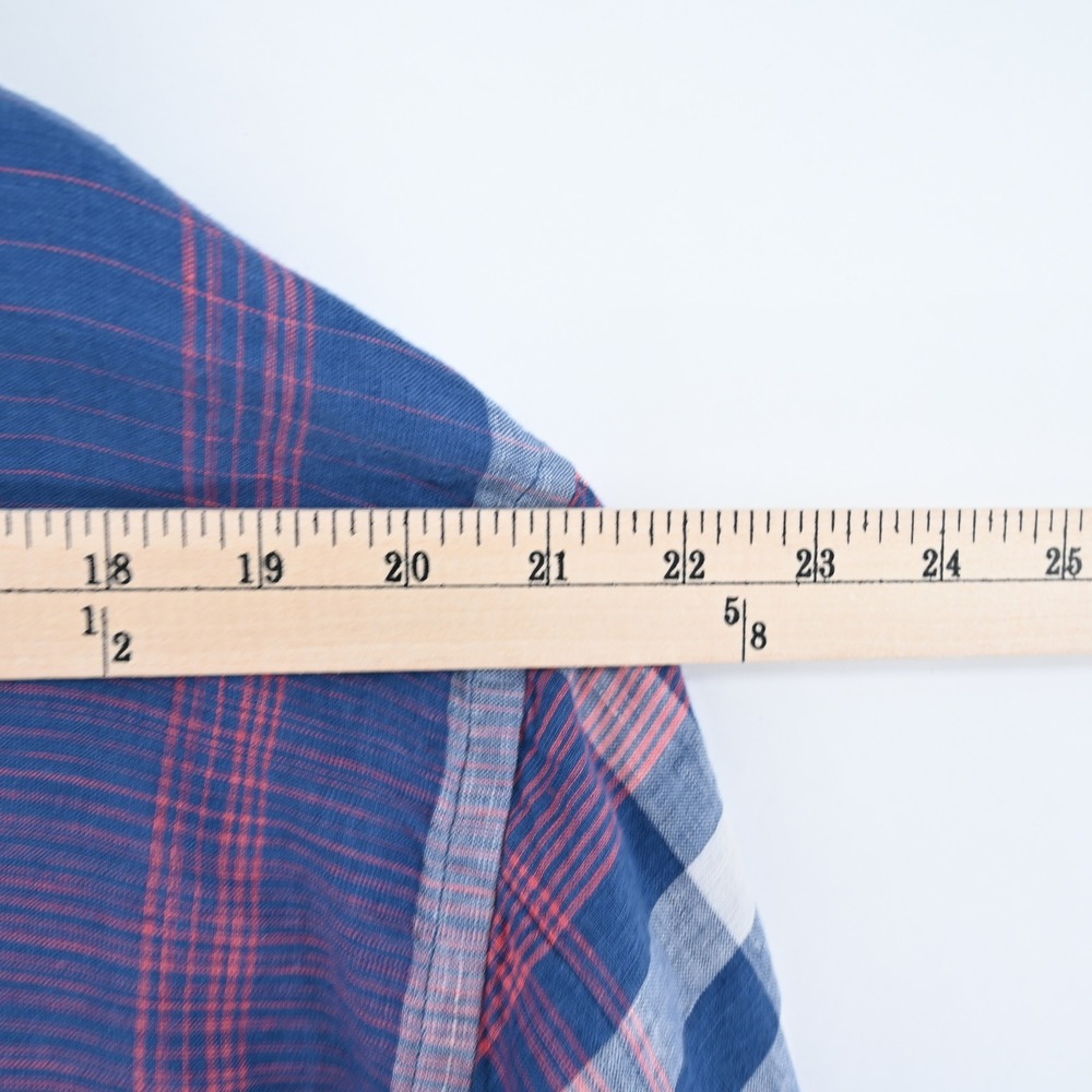 Tommy Bahama Mens XL Linen Cotton Plaid Shirt Coastal Resort Relaxed Luxe Blue - Picture 13 of 16